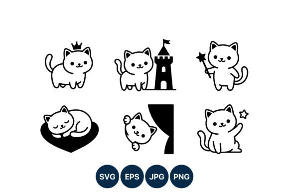 Download Cute Black and White Cat Vector Art - Vector Collection