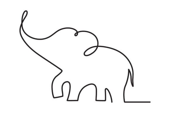Download Active Elephant Continuous Line Drawing - Elephant Collection