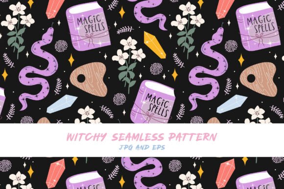 Download Cute Witchy Seamless Vector Pattern - Vector Collection