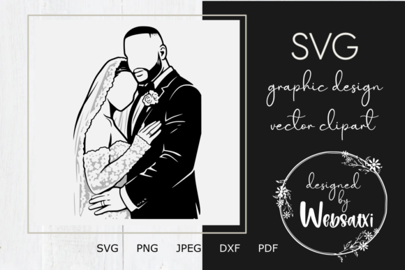 Download Bride and Groom Embrace Vector Clipart - Vector Collection