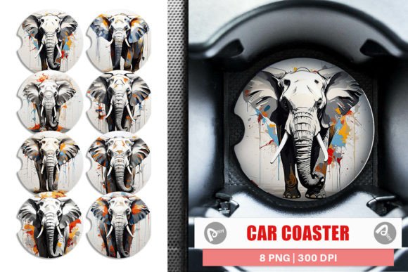 Download Car Coaster 3D Elephant Painting - Elephant Collection
