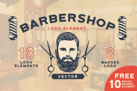 Download Barbershop Logo Elements Vector Kit - Vector Collection