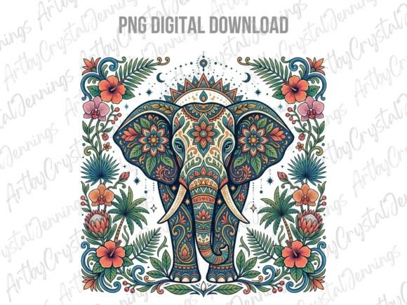 Download Bohemian Floral Elephant Animal PNG - Elephant Collection