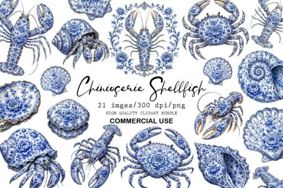 Download Chinioserie Shellfish Clipart - Shellfish Collection