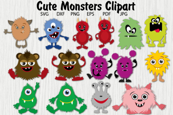 Download Cute Furry Monsters Vector Clipart - Vector Collection
