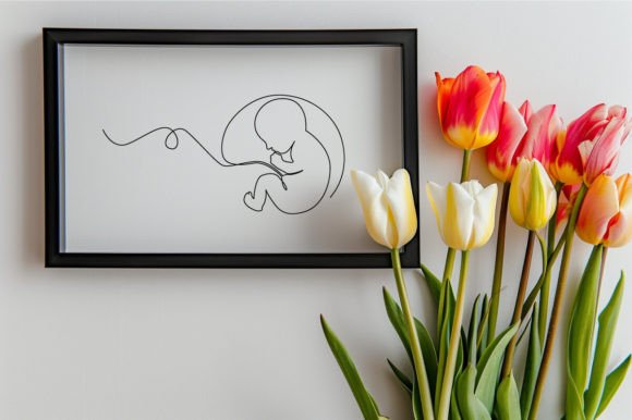 Download One Line Drawing Baby in Womb Vector - Vector Collection