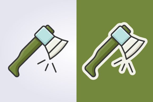 Download Colored Line Art Axe Icon Vector Logo - Vector Collection