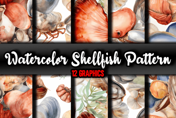 Download Watercolor Shellfish Pattern - Shellfish Collection