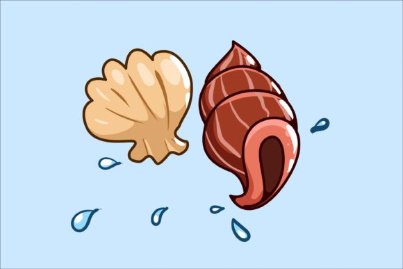 Download Cute Conch and Shellfish Cartoon - Shellfish Collection