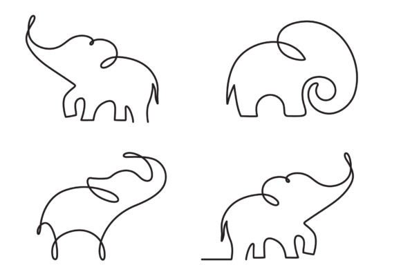 Download Elephant Single Line Art Set - Elephant Collection