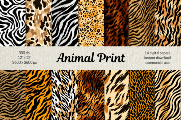 Download Animal Print Pattern Digital Papers Set - Print Collection