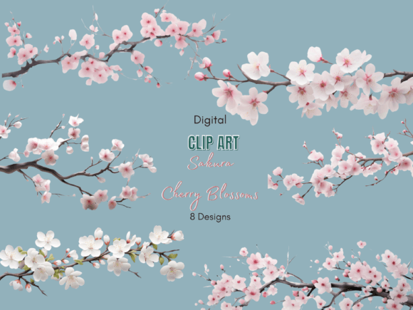 Download Sakura Cherry Blossom Branch Clipart - Premium Bundle
