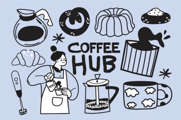 Download Coffee &amp; Bakery Doodles Vector Clipart - Vector Collection